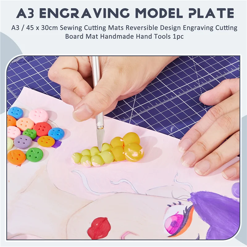 

B23B A3 / 45 X 30Cm Sewing Cutting Mats Reversible Design Engraving Cutting Board Mat Handmade Hand Tools 1Pc