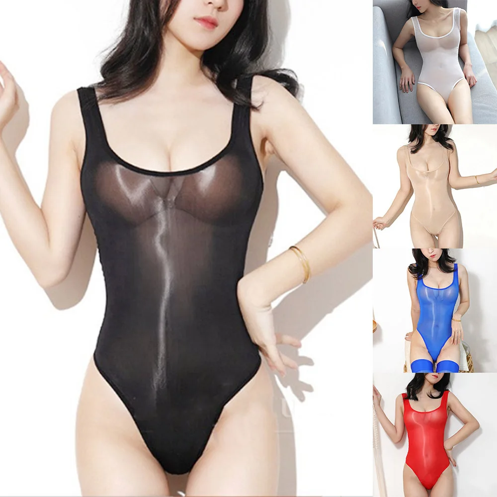 イブニングナイトクラブ女性のボディスーツレオタード水着ポリエステルシースルー油性セクシーなソフトストレッチ薄い下着
