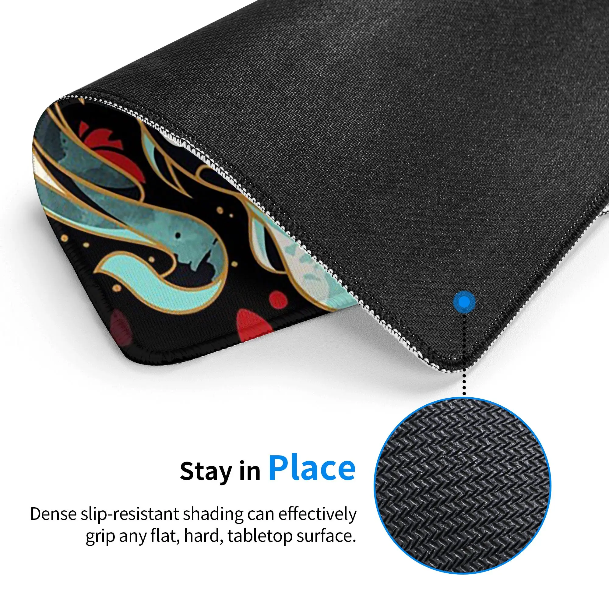 Japanese Visual Art Yin-Yang Koi Fish Mouse Pad Computer Keyboard Mouse Mat Gaming PC Laptop Desk Mat Office Table Mats