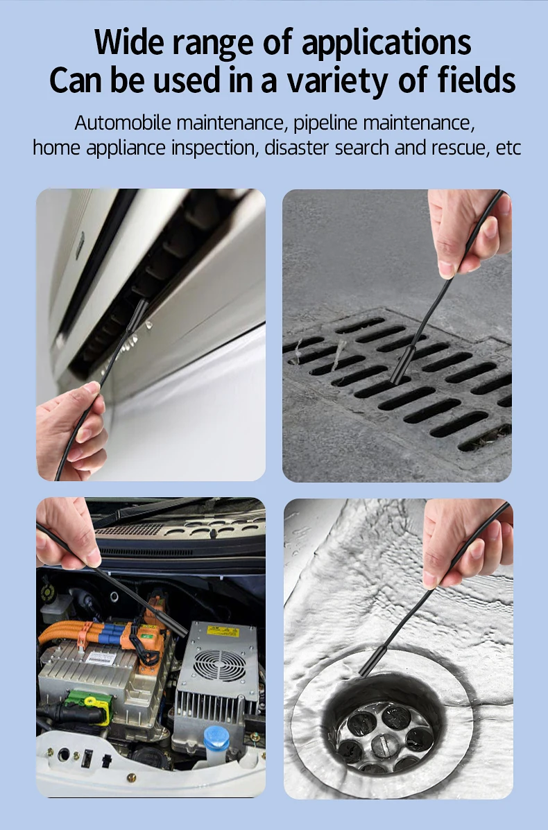 Dual Lens Industrial Endoscope Camera 4.3'' IPS Screen HD1080P Rigid Cable Pipe Sewer Inspection Borescope IP67 Waterproof