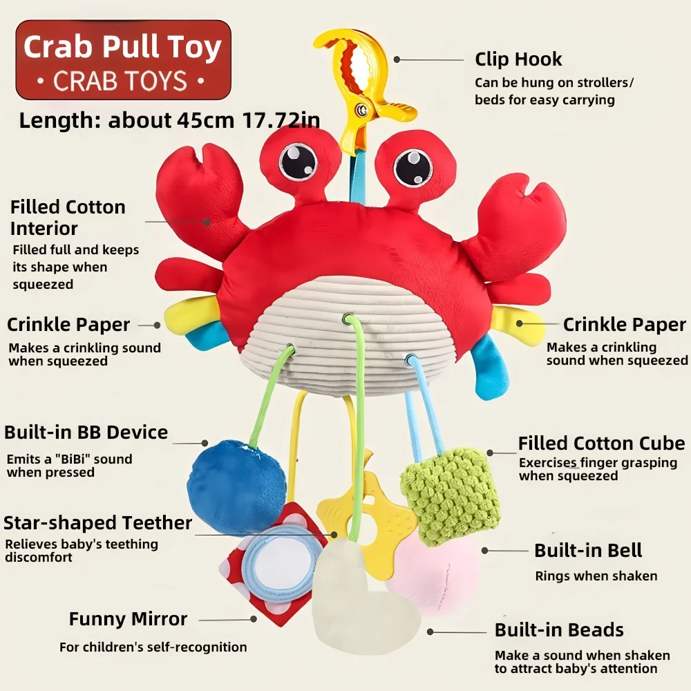 Bed Hanging Drawstring Cheer Toy, Bedbell Pendant, Teether Drawstring Cartoon Pendant, Christmas & Birthday Gifts for Kids