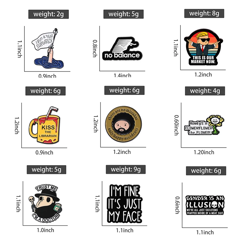 I'm Fine It's Just My Face Enamel Pin Funny Sarcastic Animal Figure Brooches Backpack Lapel Badges Punk Jewelry Gift for Friends image 2