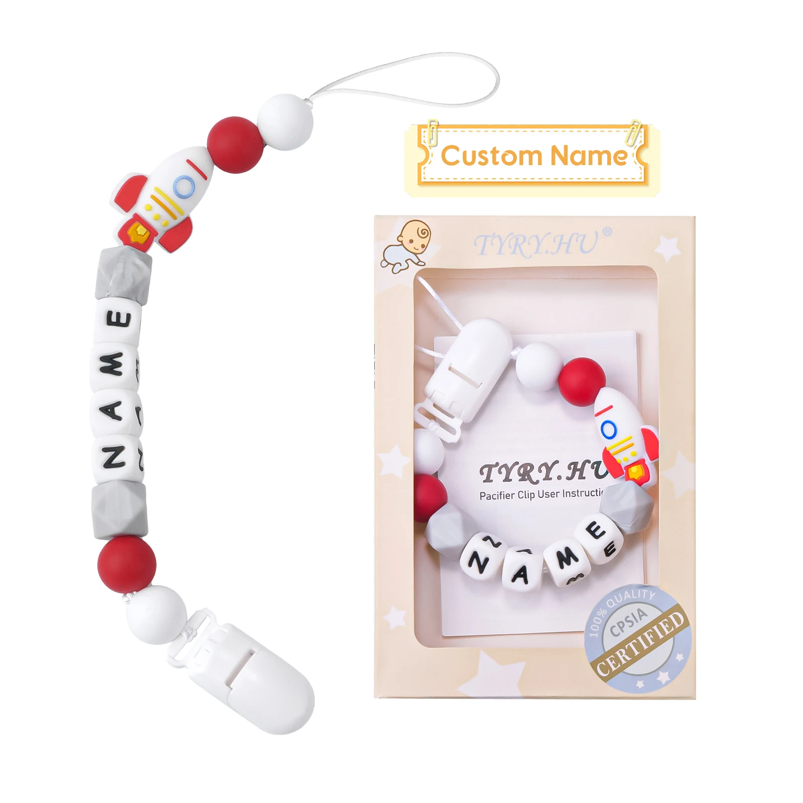 Personalized Name Baby Pacifier Clips Koala Pacifier Chain Holder for Baby Teething  Chew Toy Dummy Clips