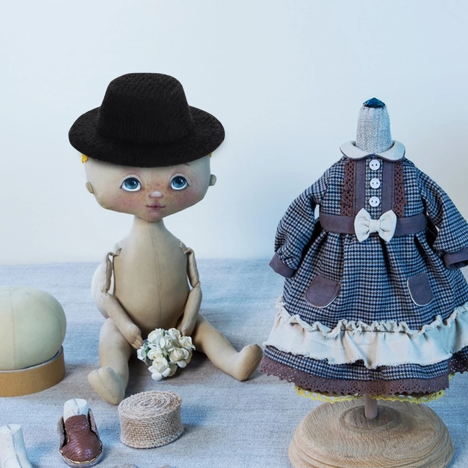 20 個黒ミニ帽子ミニチュアフォーマル帽子 Diy アクセサリー用スタイリッシュな髪飾りミニフォーマル帽子軽量