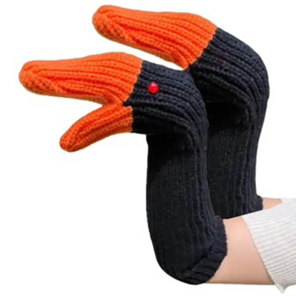 Warm Long Knitted Goose Gloves Funny Soft Swan Gloves Haling Hands Creative Winter