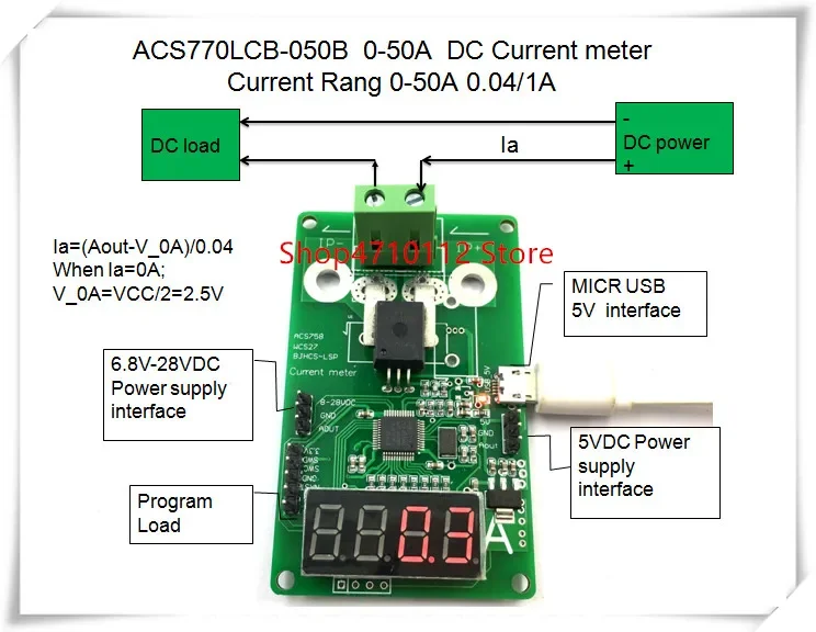 NEW 1PCS/LOT ACS770LCB-050B ACS770LCB-50B ACS770LCB 50B ACS770  0-50A DC Current meter Current Rang 0-50A 0.04/1A