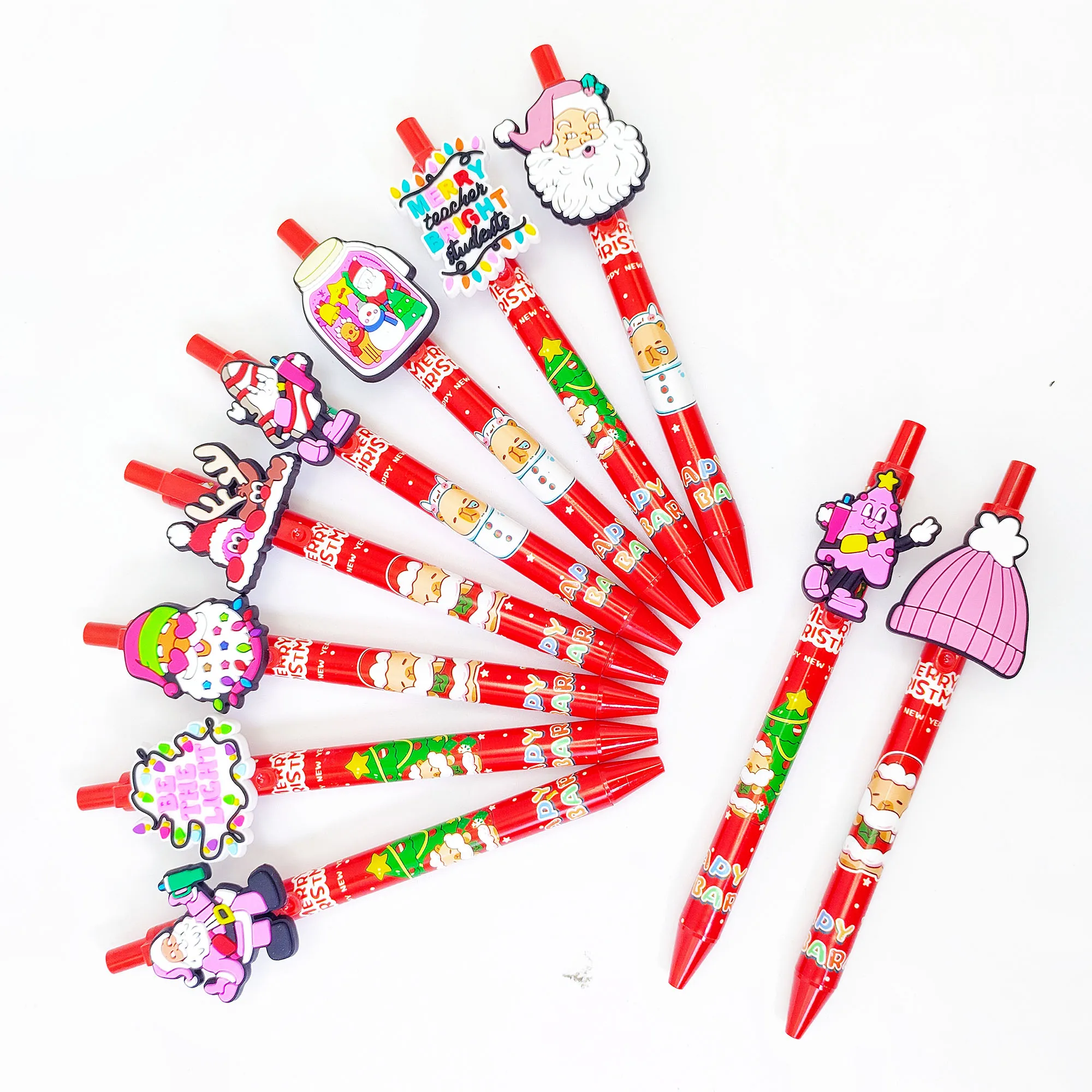 

10 шт./20 шт., креативная розовая ручка с рождественским узором, пресс-ручка для рождественского стиля, подарок для рождественской вечеринки, канцелярские принадлежности.