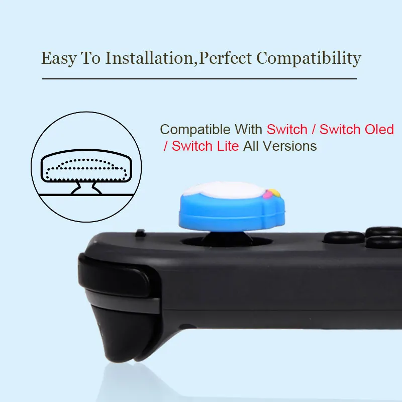 Thumb Stick Grip Cap For Nintendo Switch Oled NS Lite Cute Cartoon JoyCon Controller Joystick Protector Case Soft Silicone Cover