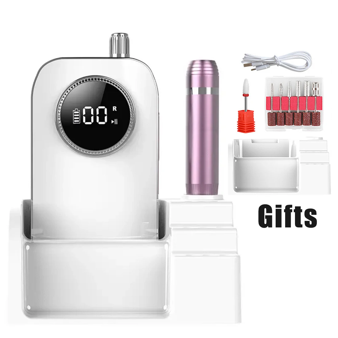 Trapano elettrico per unghie da salone 45000 giri/min 50 W Set completo per manicure e pedicure