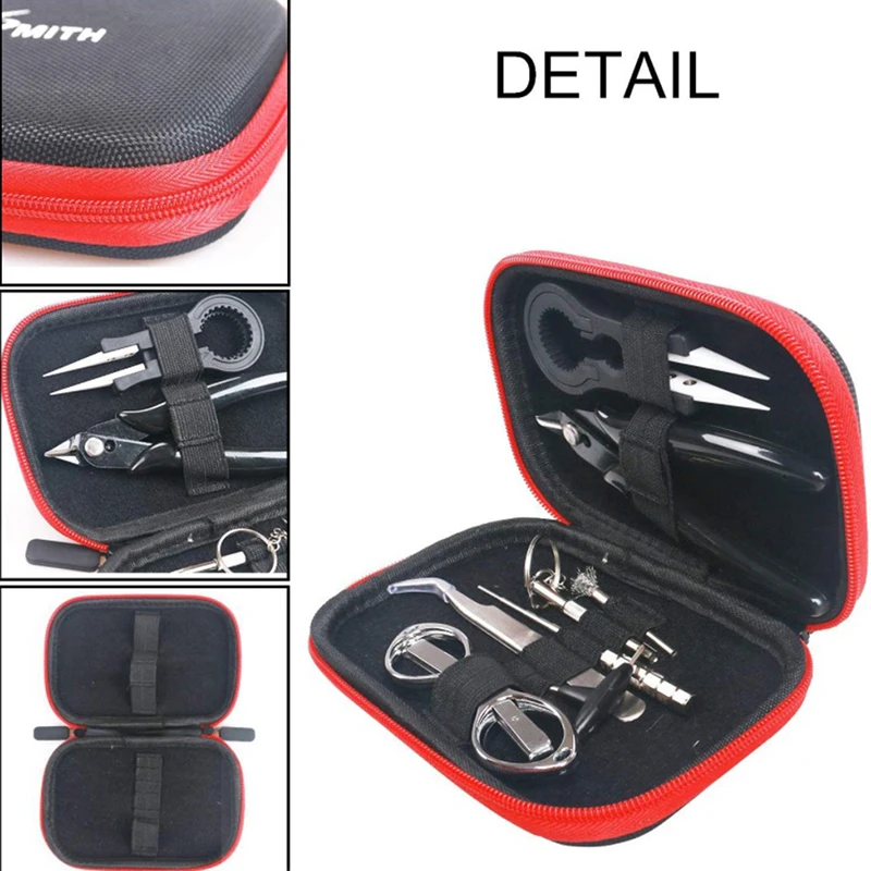 9 in 1 Mini Vape DIY Tool Bag Coil jig Tweezers Pliers Repair Tool Kits Cig Accessories Vape Bag s Tweezers Pliers Vape Bag