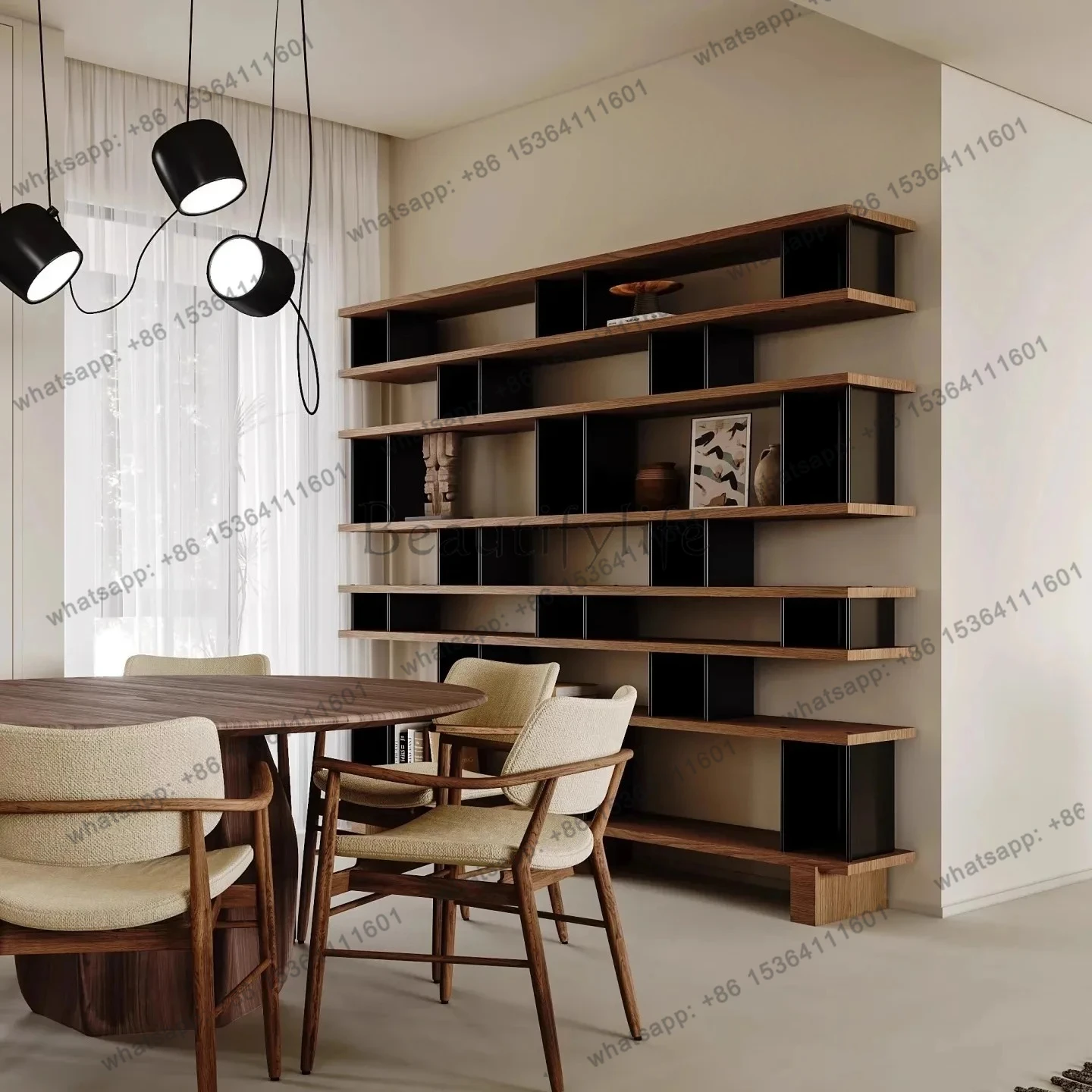 solid wood bookshelf floor-to-ceiling integrated wall bookcase living room multi-layer display shelf floor-to-ceiling bookcase