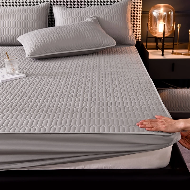 

Thicken Mattress Cover Thick Quilted Stitched Bed Linen Printed Bedding Large Non-Slip Bed Sheet Dust Cover Without Pillowcase