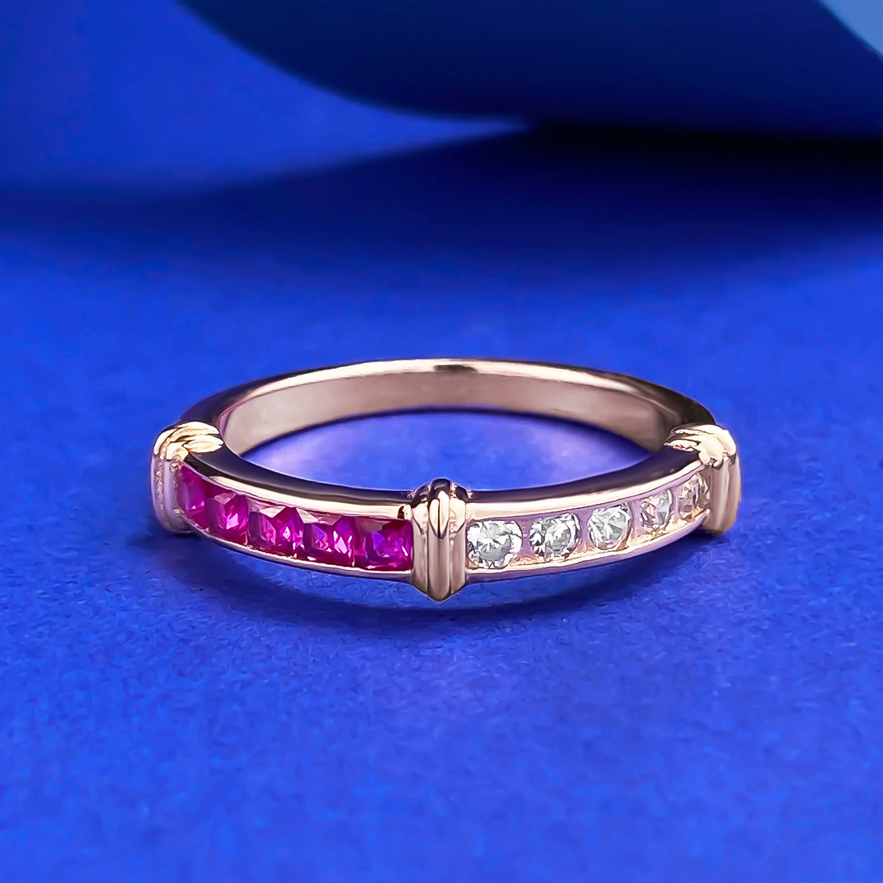

Vintage 100% 925 Sterling Silver Plated 18k Rose Gold Sapphire High Carbon Diamond Engagement Ring Wedding Bands Fine Jewelry