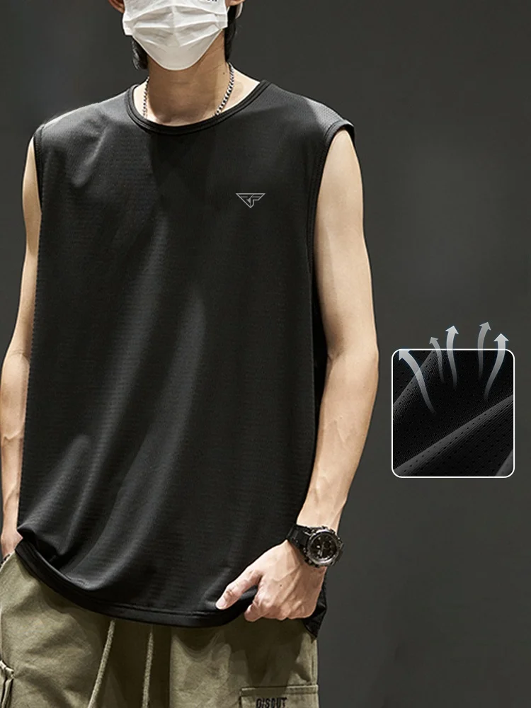 

Ice Silk Qui Dry Sports Vest Men's Summer Svel T-irt e Print Loose Fit round Ne Sweat Vest