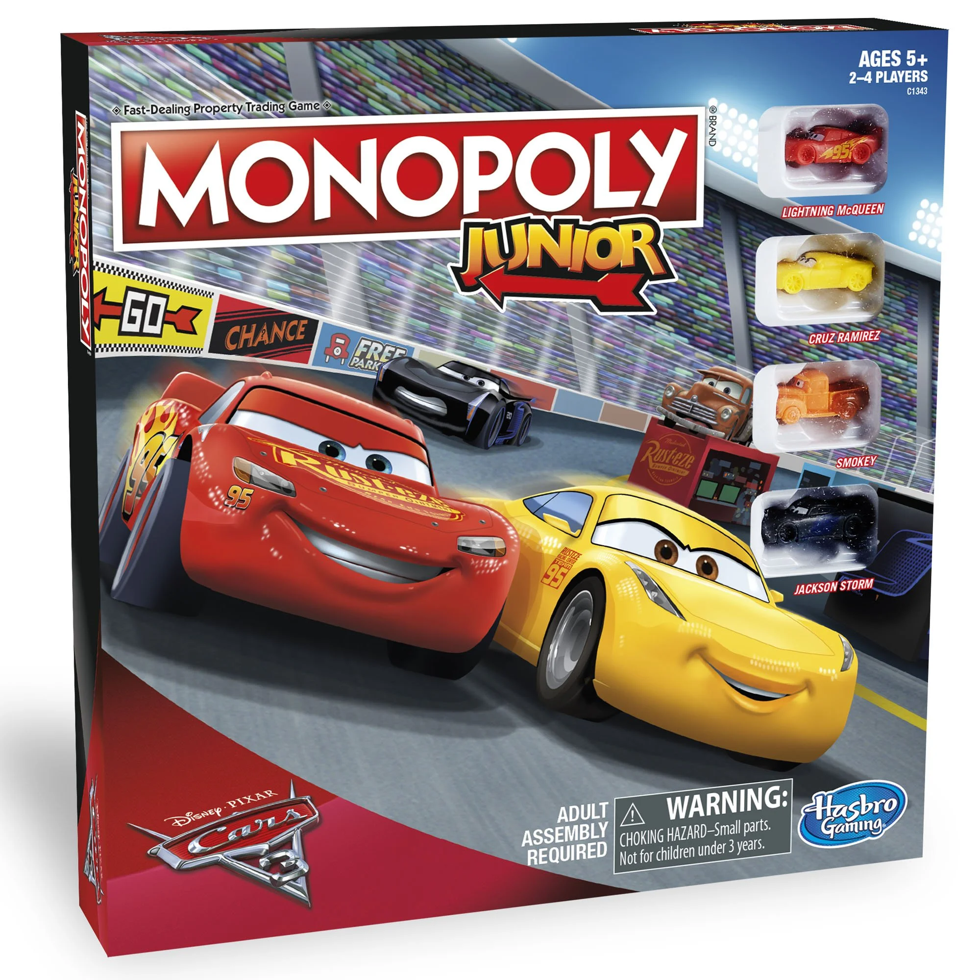 

Монополия: серия Cars, настольная игра, многопользовательские развлечения и идеальный выбор для вечеринок.