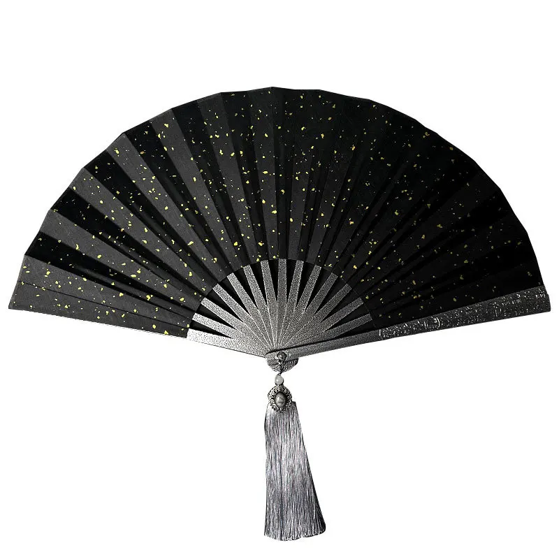 Tungsten Steel Alloy Metal Fan Self-defense Kung Fu Fan Classical Silk Cloth Folding Fan Decoration Gift