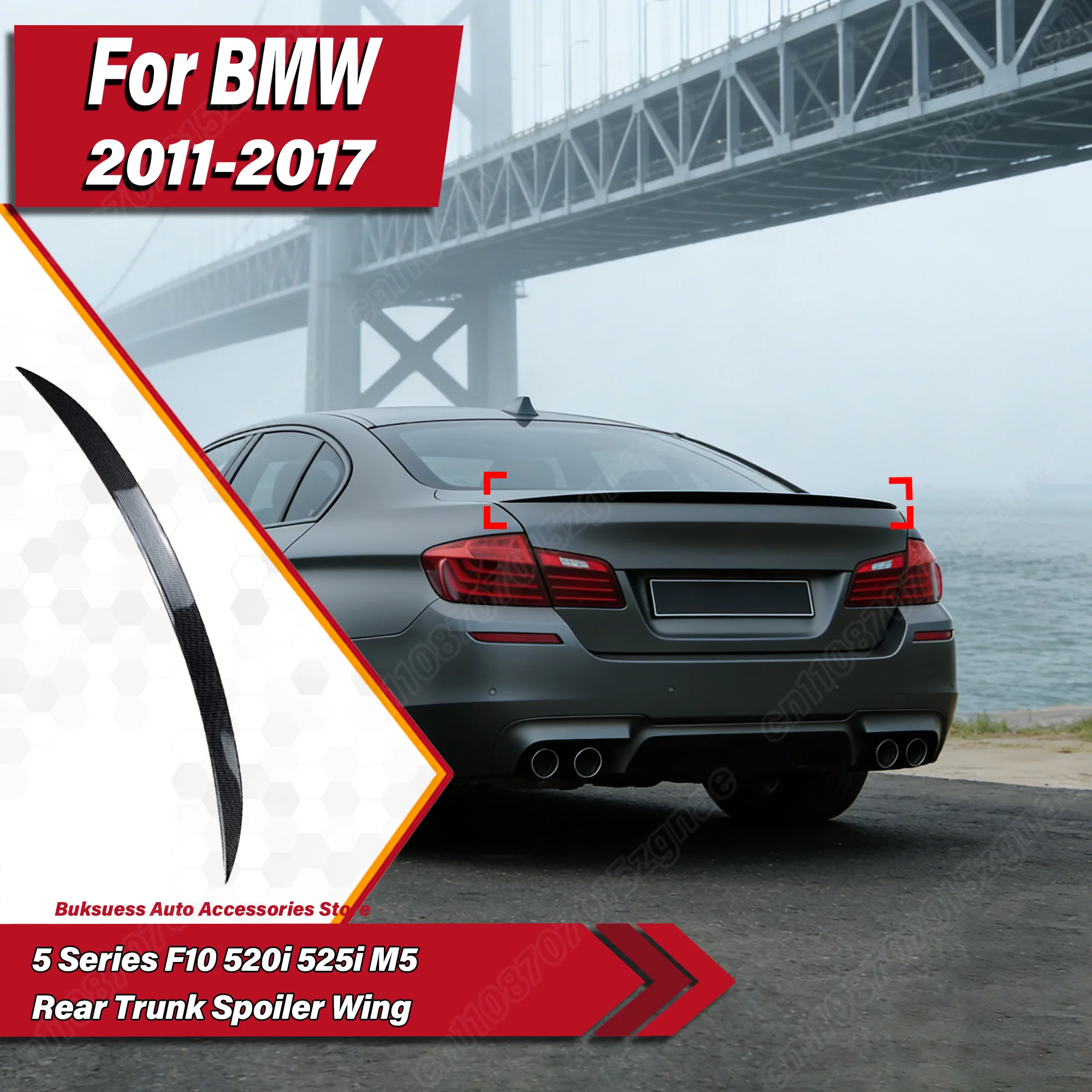 

For BMW 5 Series F10 520i 525i M5 2011 2012 2013 2014 2015 2016 2017 Rear Trunk Spoiler Wing Splitter Car Exterior Accessories