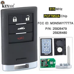 KEYECU 315MHz PCF7952A Chip M3N5WY7777A 4-przyciskowy pilot zdalnego sterowania do Chevrolet Corvette 2008 2009 2010 2011 2012 2013