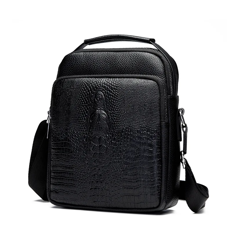 Luxury Brand Alligator Men Shoulder Bag Leather Office Work Business Crocodile Grain Crossbody Sling Bag For Men Messenger Bags