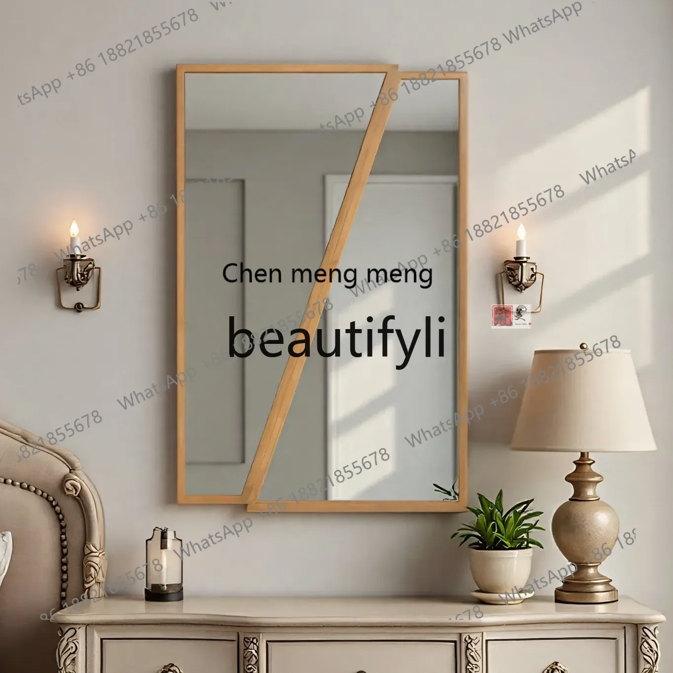 

D06 French retro bathroom mirror wall hanging medieval mirror living room bedroom entrance decorative mirror