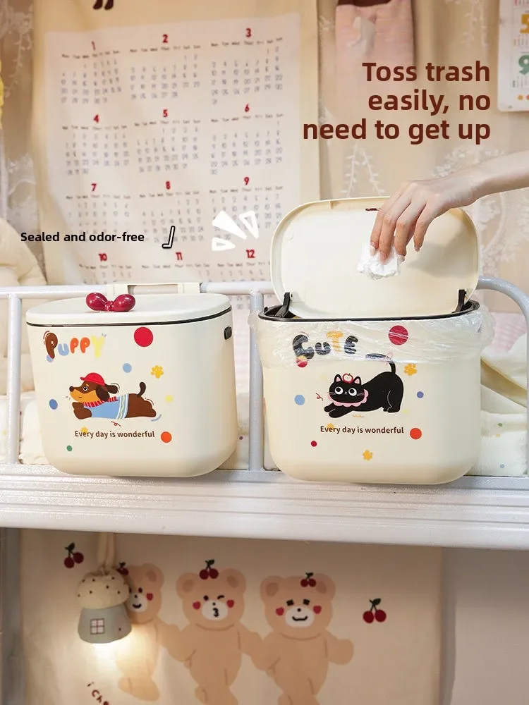 Small Bedside Hanging Trash Can Dormitory Student Exclusive Upper Bed Wall Mounted Personal College Student Garbage Bin