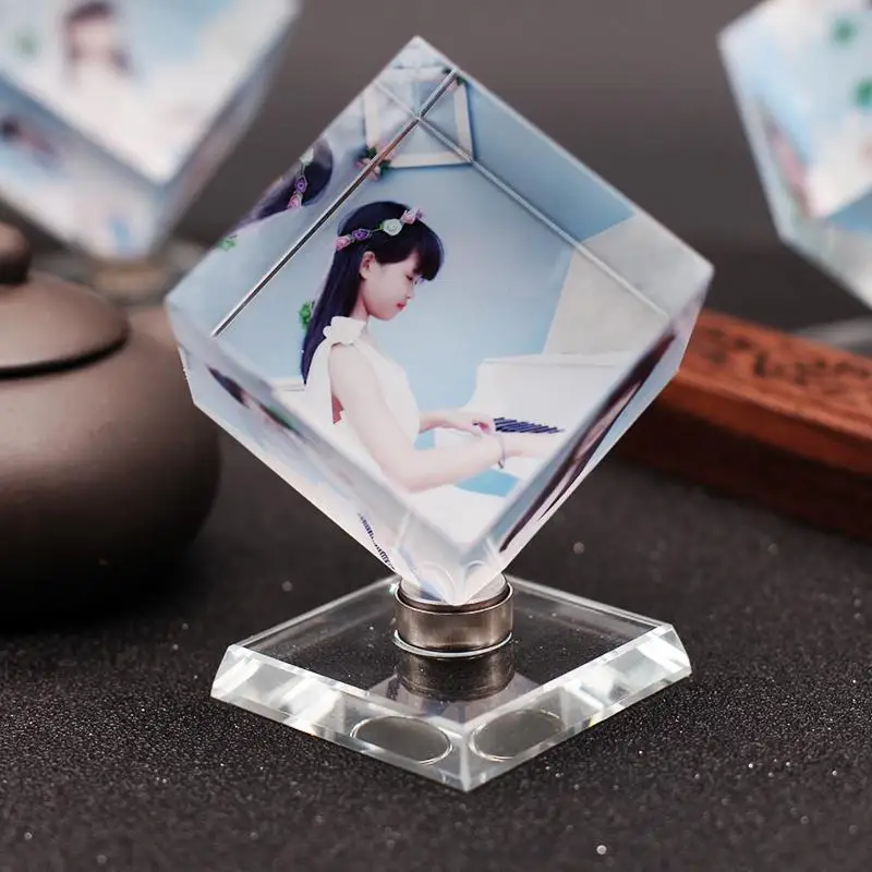 Valentine's Day Crystal Rotating Crystal Square Personalized Photo Custom Ornament Birthday Creative Commemorative Gift