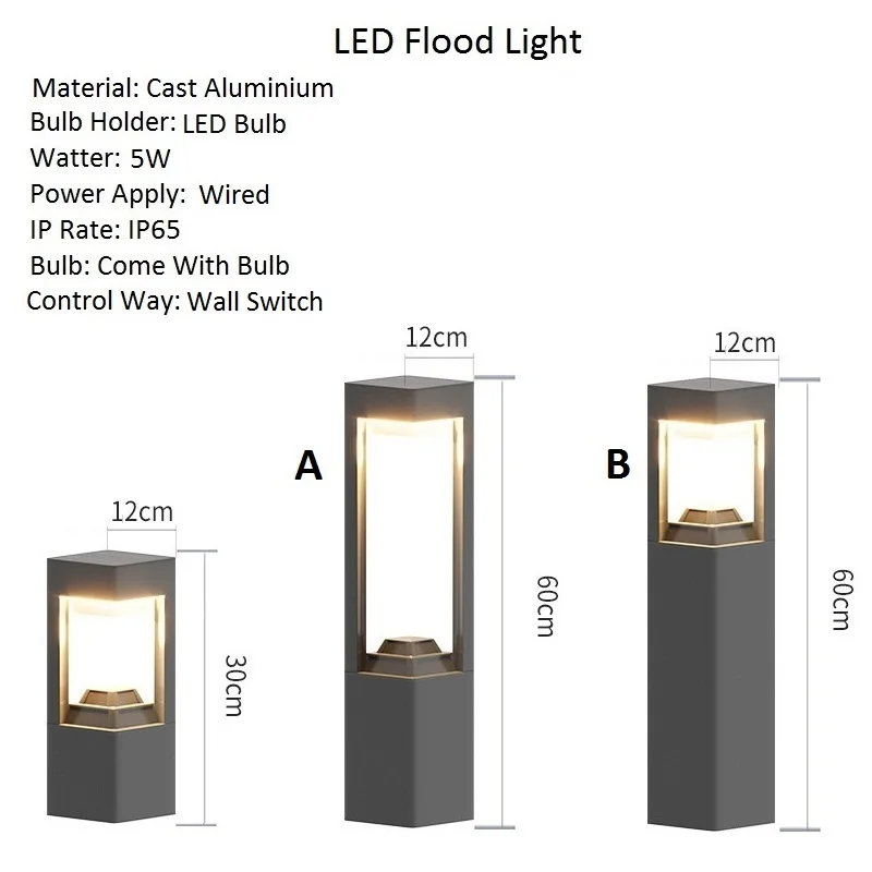 Yard Black Pillar Lamp Garden Gate Outdoor Pillar Light Bar Post Light Outside Post Lights Home Post Lighting Include Bulb