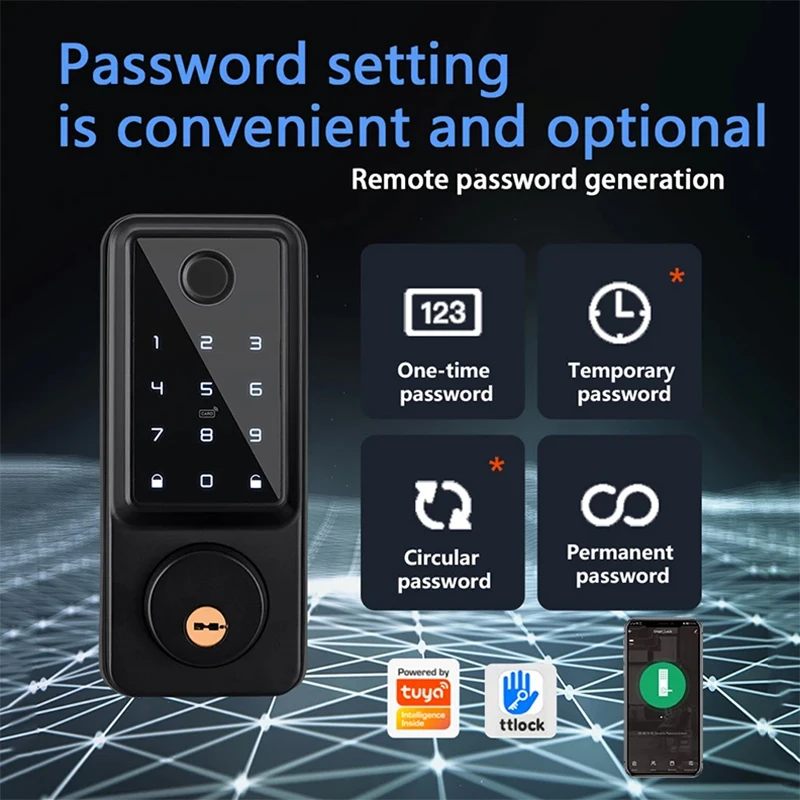 Tuya Wifi TTLock App Lock Fingerprint Door Sensor Fechadura Eletronic Digital Password IC Card Deadbolt Smart Door Lock For Home