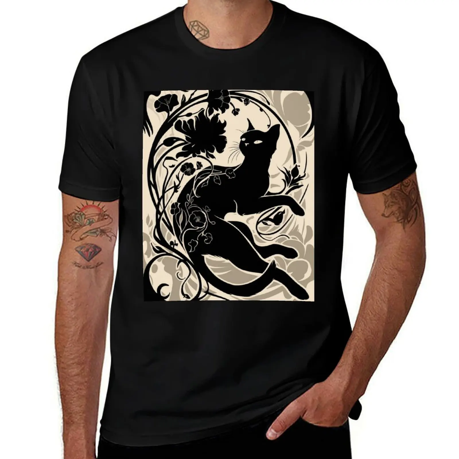 

cotton T-Shirt shirts man Floral mens shirts graphic 100% for shirts t t t cat man cotton