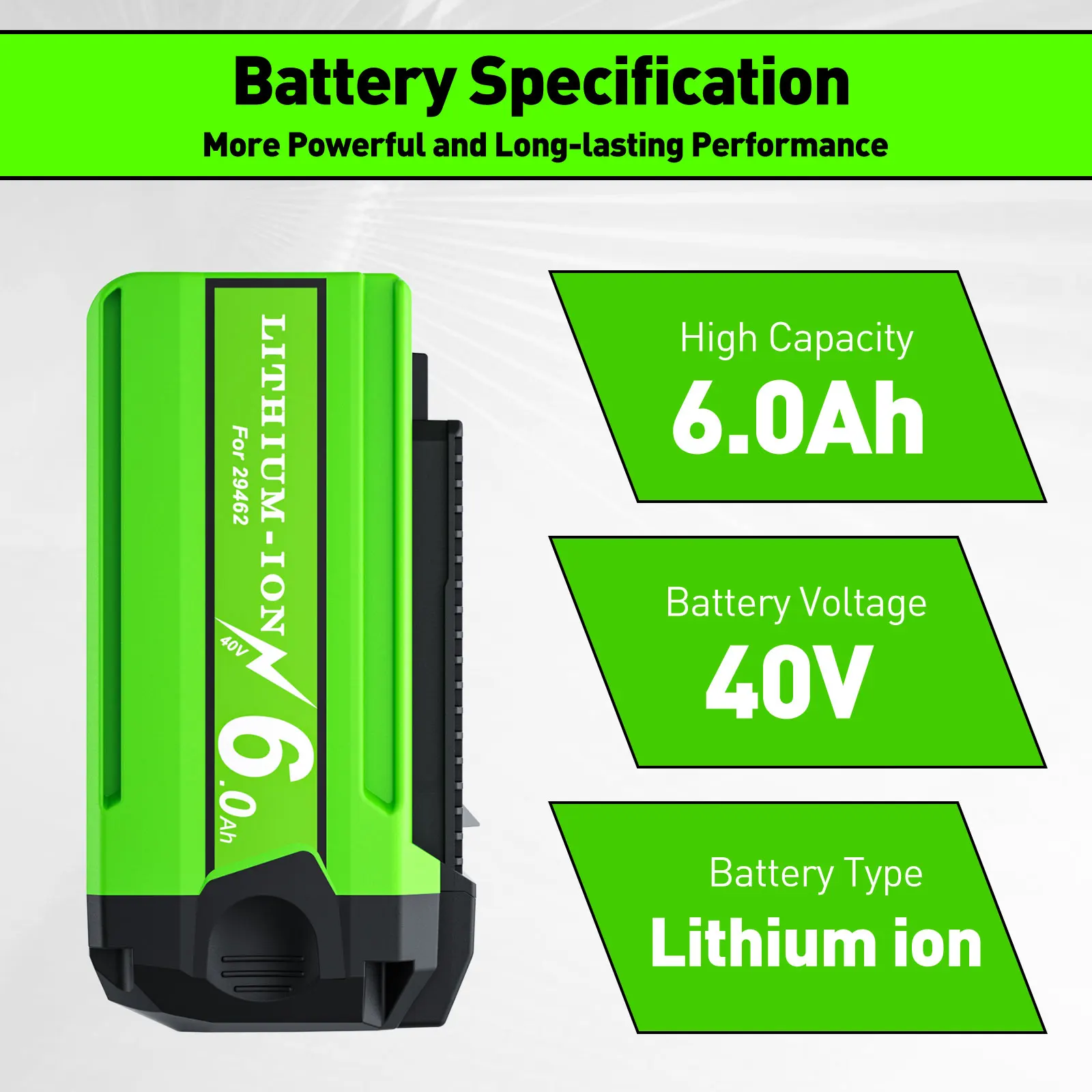 For Greenworks 40V Battery 6ah G-Max Lithium-ion Battery Replacement Battery For Greenworks 29462 For Lawn Mower Power Tools