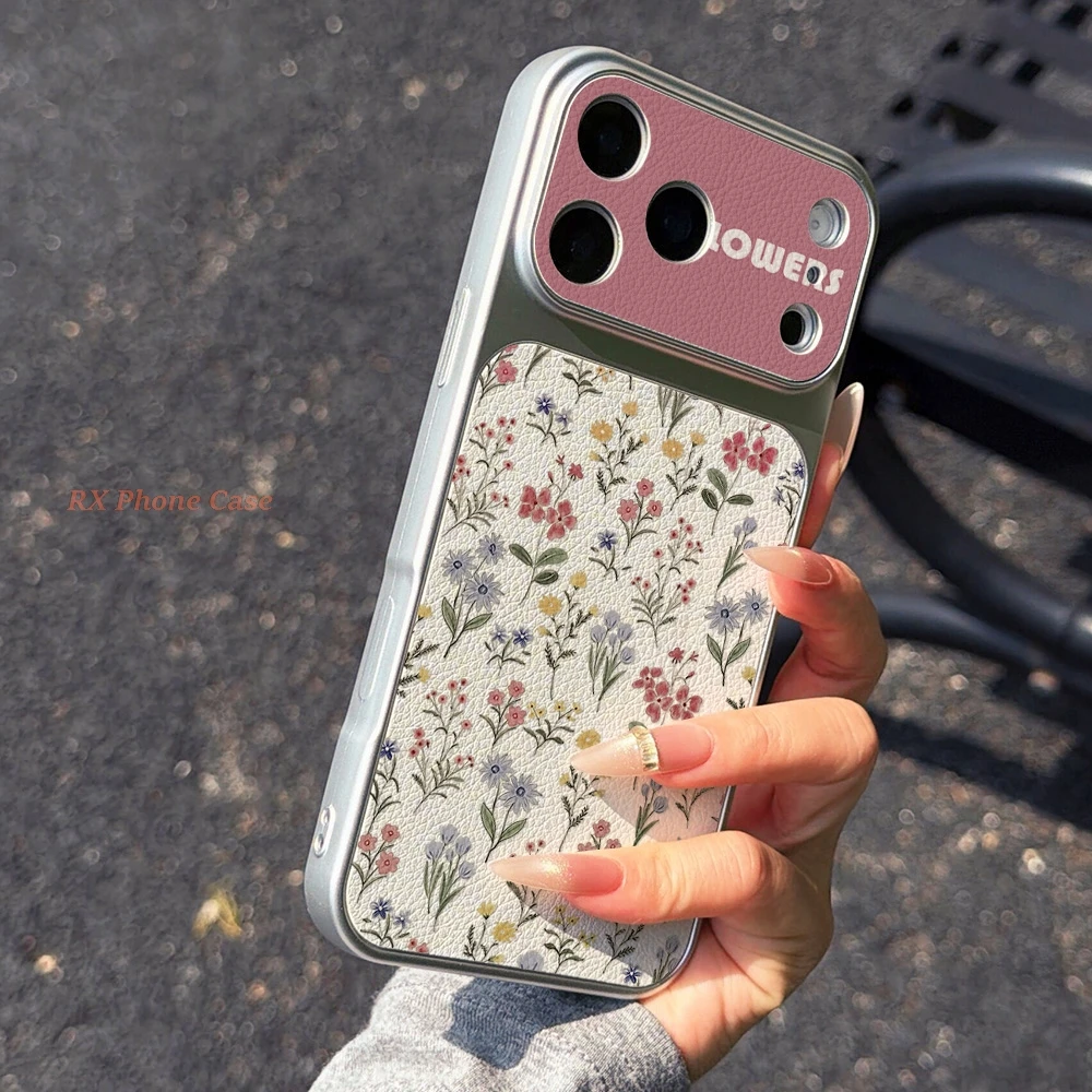 Chequered And Floral Prints Phone Case For iPhone 18 Pro 17 Pro Max 15 16 Pro Max 14 13 12 11 Faux Leather Cover With Lanyard view 6