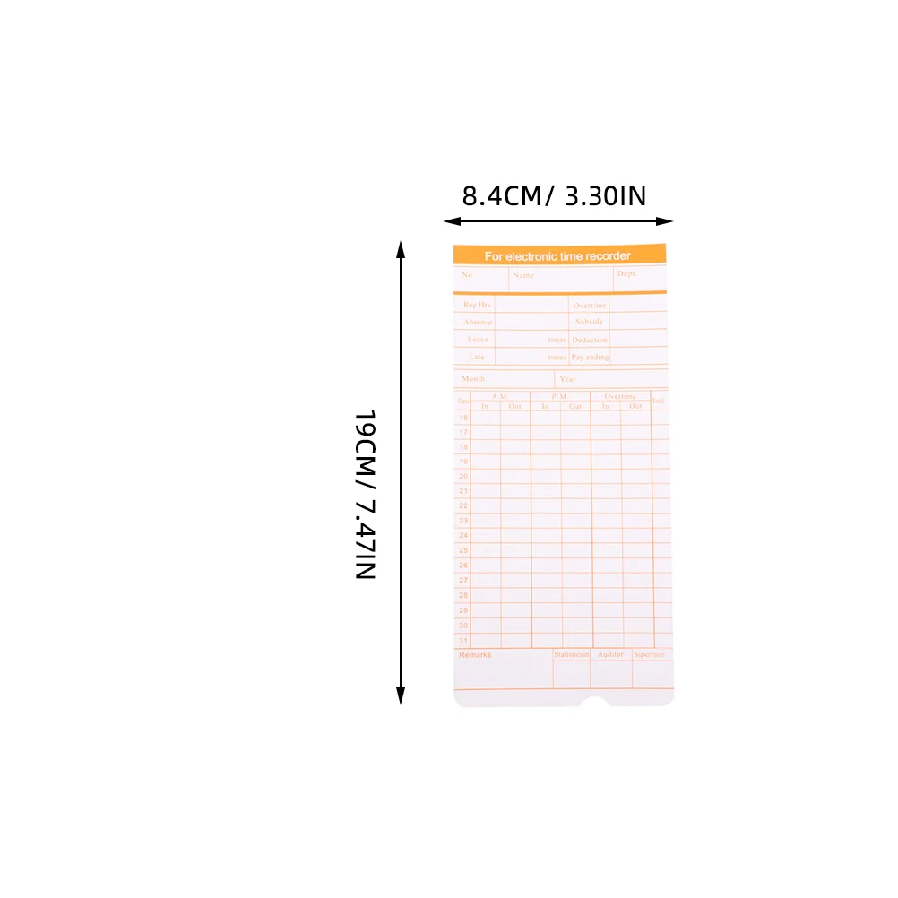 100 Sheets Attendance Card Monthly for Employees Daily Cards Time Record Machine Office