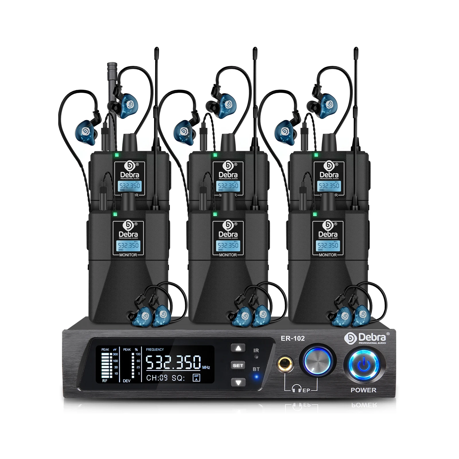 Debra ER-102 UHF IEM in-ear podiummonitor draadloos systeem met meerdere zenders voor kleine podiumoptredens