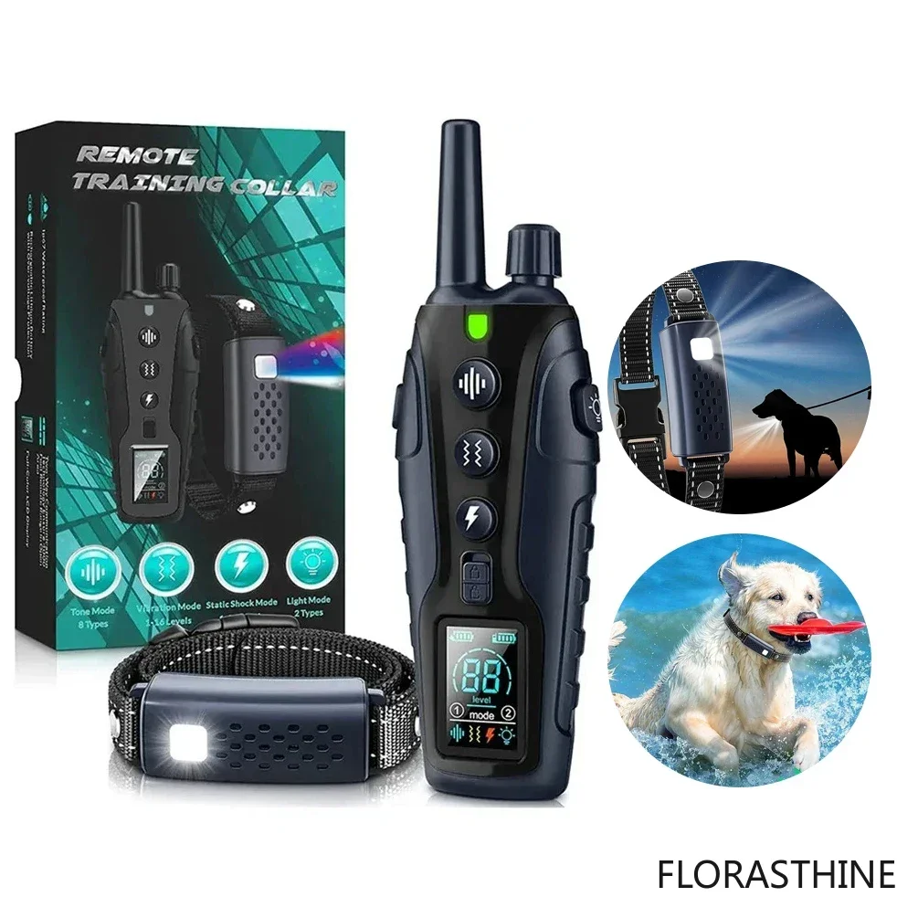 1000m Smart Dog Training Collar with Remote Electric Shocker Suitable for Preventing Dog Barking Behavior Pet Training Supplies