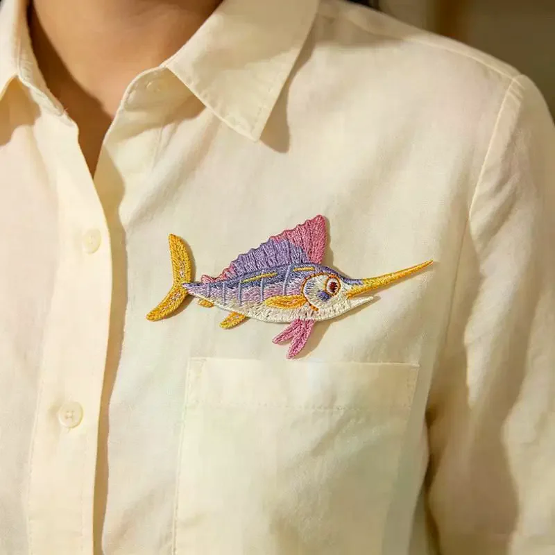 Summer Sea Fish Dolphin Jellyfish Children Iron-on Sew Embroidery Badge Patch DIY T-shirt Hat Backpack Clothing Applique Sticker