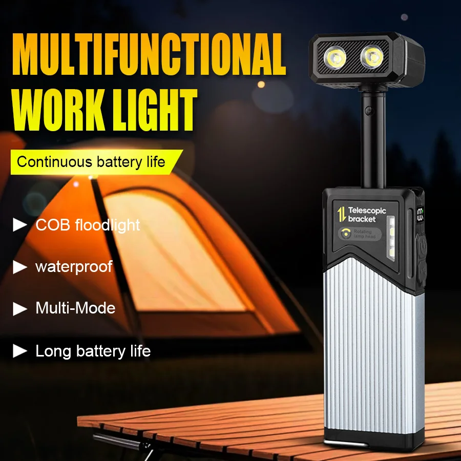 

Multifunctional Rechargeable LED Flashlight With Magnetic/Clip Portable Telescopic Outdoor Waterproof Light 5 Lighting Modes