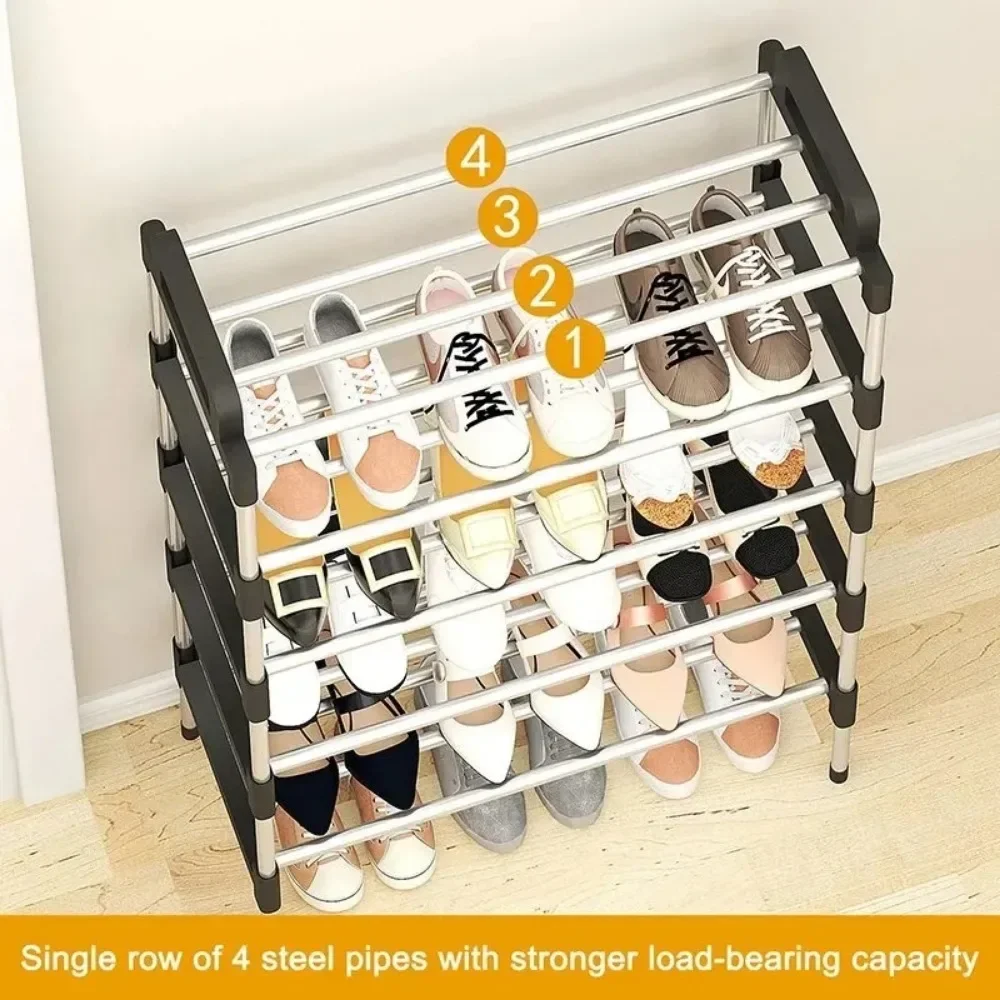 1PC Simple Shoe Shelf Footwear Organizer Stand Holder Space-saving Assemble Black Shoe Shelf for Living Room Doorway Dormitory