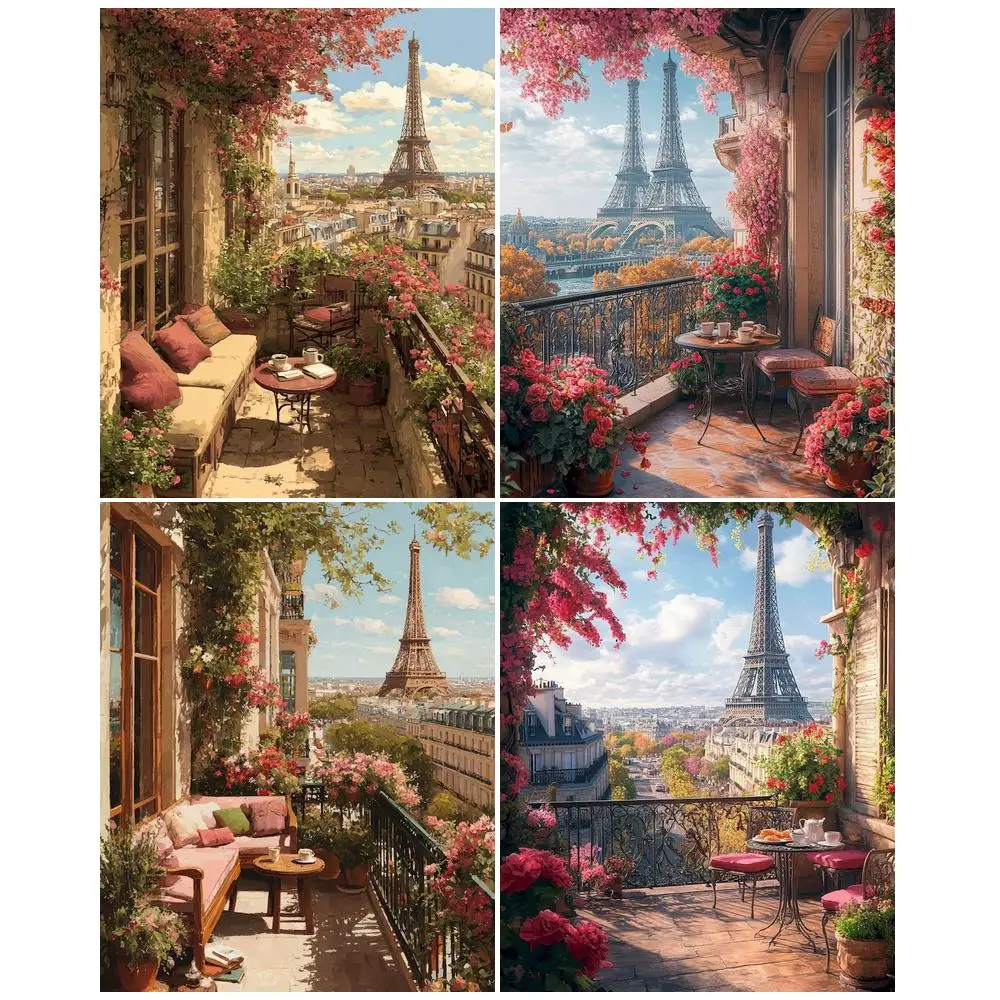 

GATYZTORY City Paint By Number Picture On Canvas DIY Drawing By Numbers Scenery Kits Drawing Painting Unique Gift Home Decor