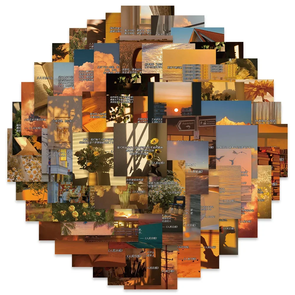 Autocollant de dessin animé paysage pour iPad, graffiti, tasse à eau, bricolage, autocollant mural, cahier, décoration de planche à roulettes, 50 pièces