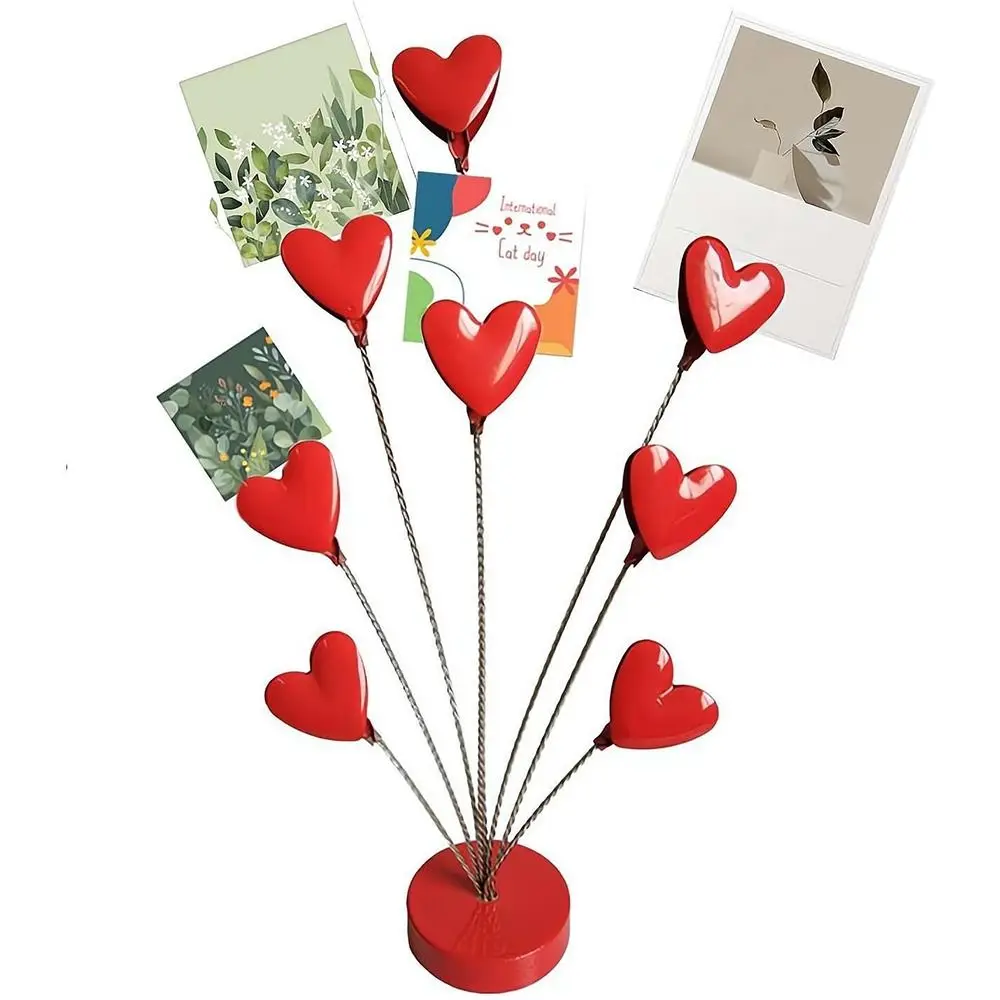 Stainless Steel Family Tree Picture Frame Holder Red Portable Card Photo Clips Holder Photo Tree Holder Clip