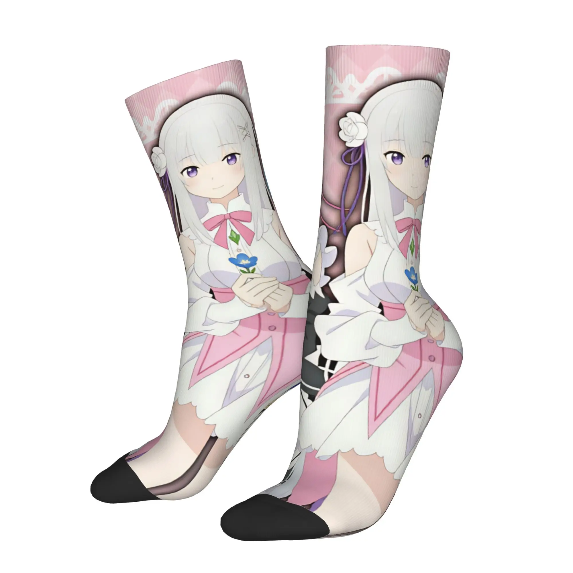 Men's Rem Emilia R-Re:ZERO Anime Dress Socks Unisex Warm Comfortable 3D Printing Starting Life in Anothers Worlds Crew Socks