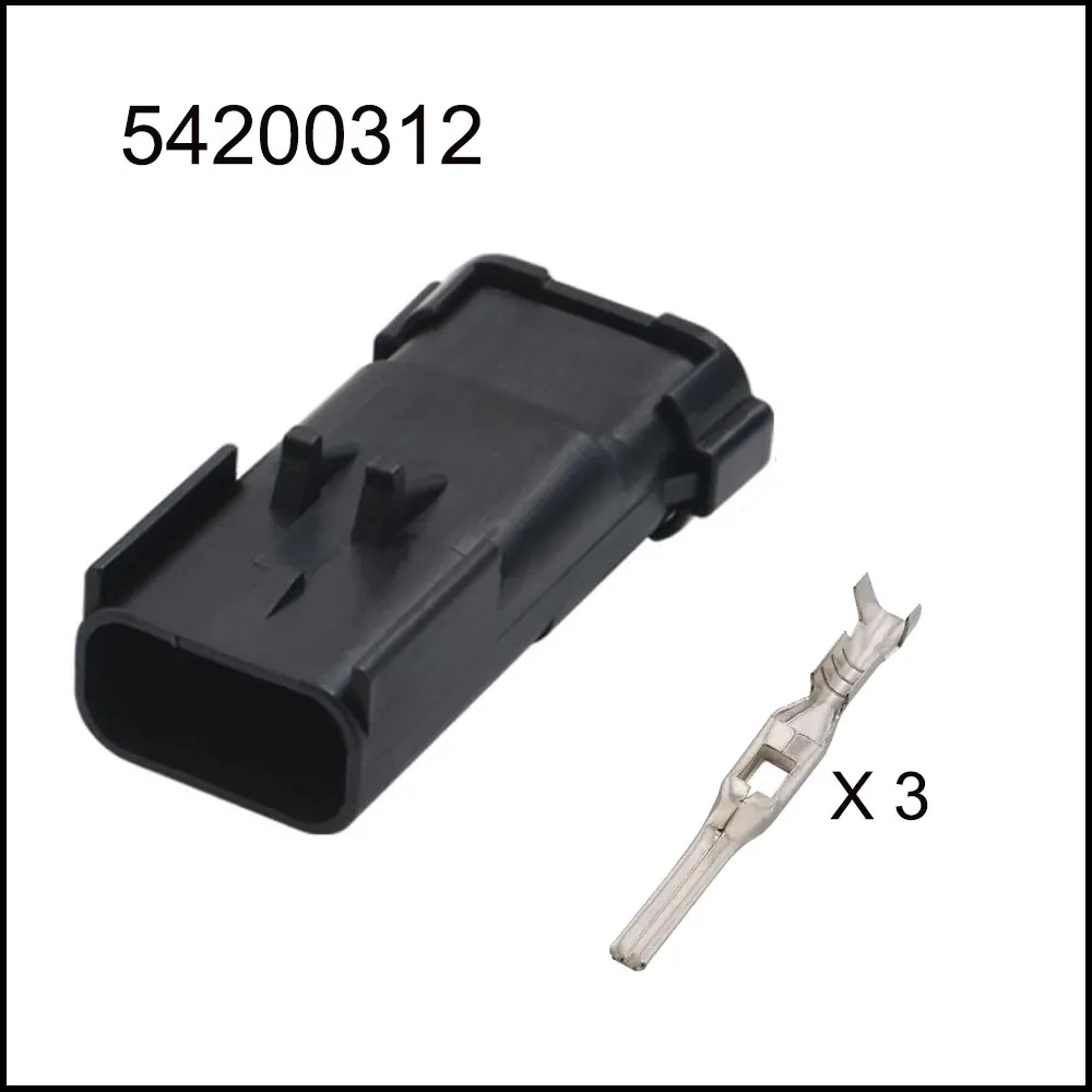 100SET 54200308 54200312 auto Waterproof cable connector 3 pin automotive Plug famale male socket Includes terminal seal