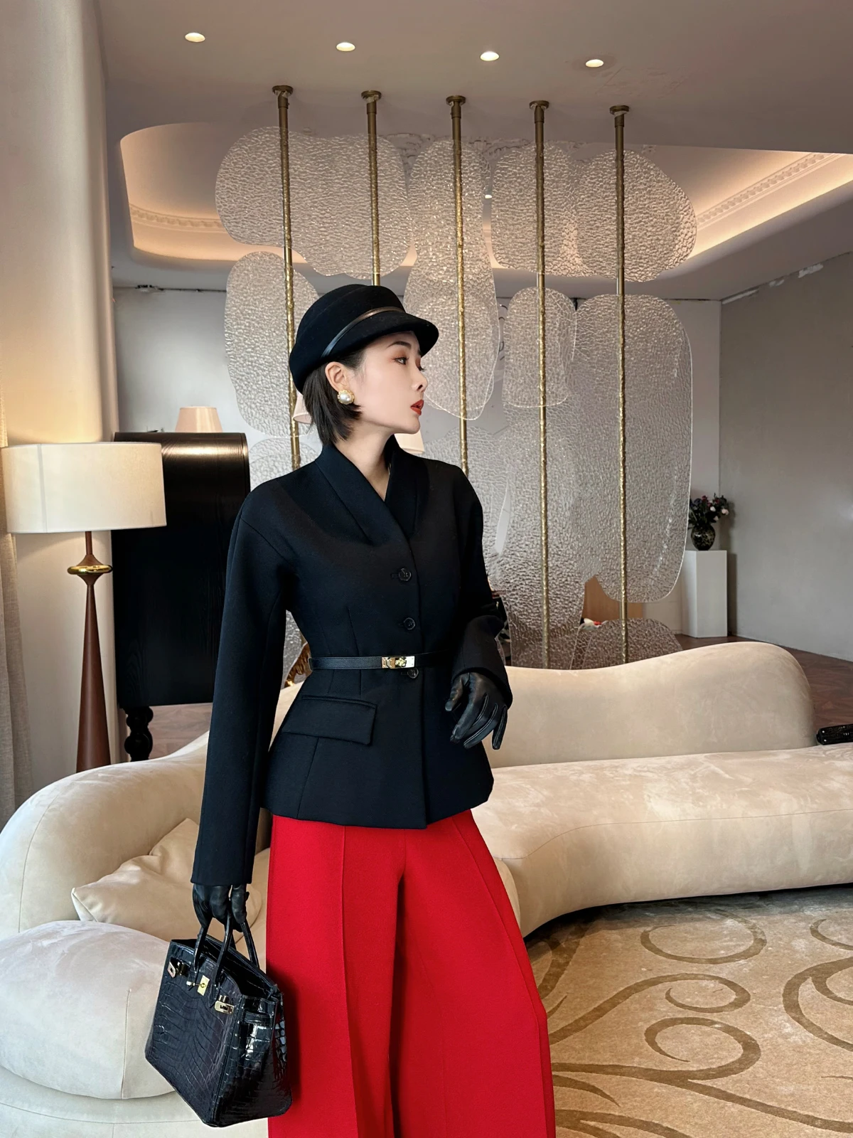 

Элегантный шерстяной костюм XULU с воротником-стойкой, приталенный, оригинальный дизайн, роскошный, универсальный, высококачественный, для женщин