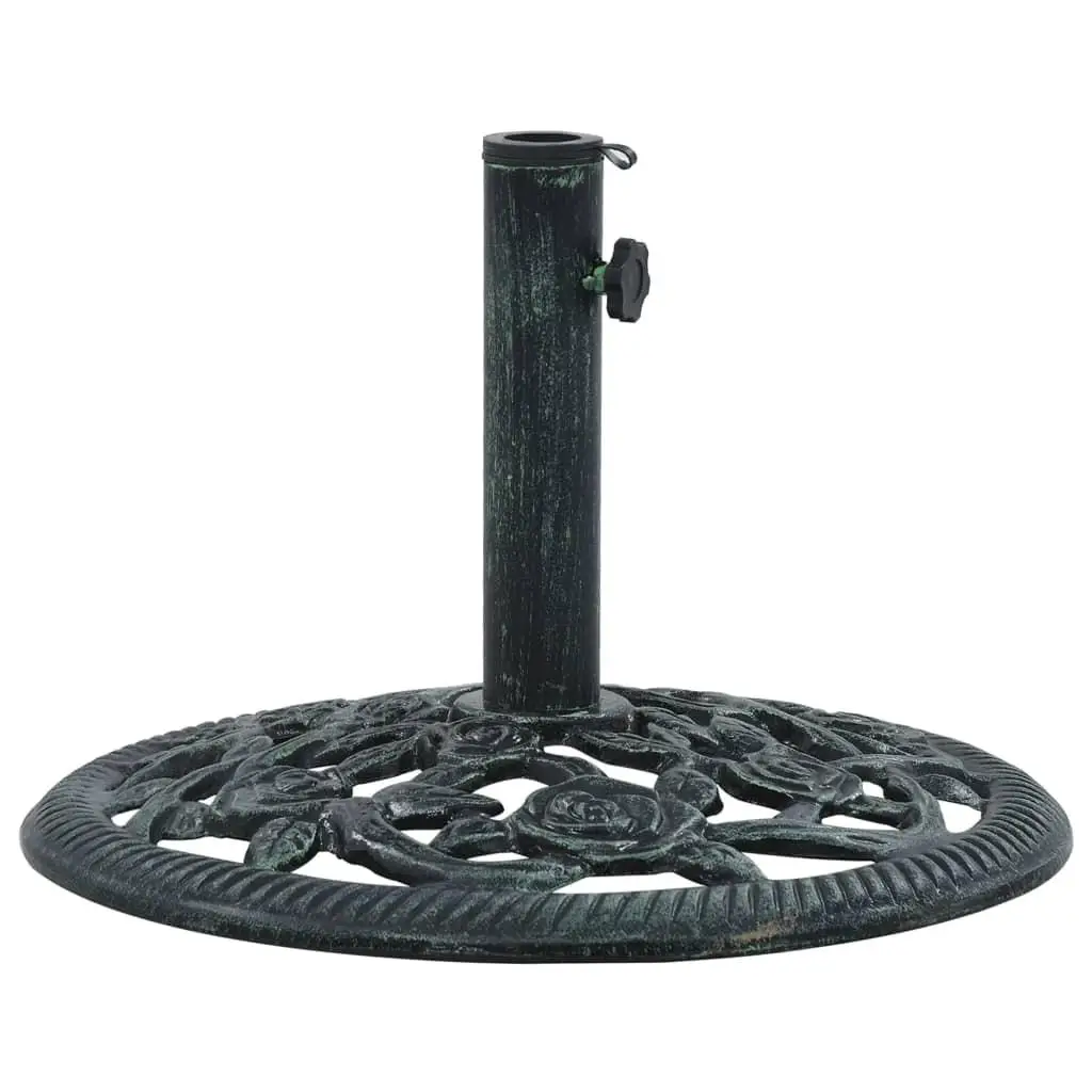 15.7'' Cast Iron Umbrella Base - 19.8 lbs Green Heavy-Duty Stand for Patio Market Umbrellas