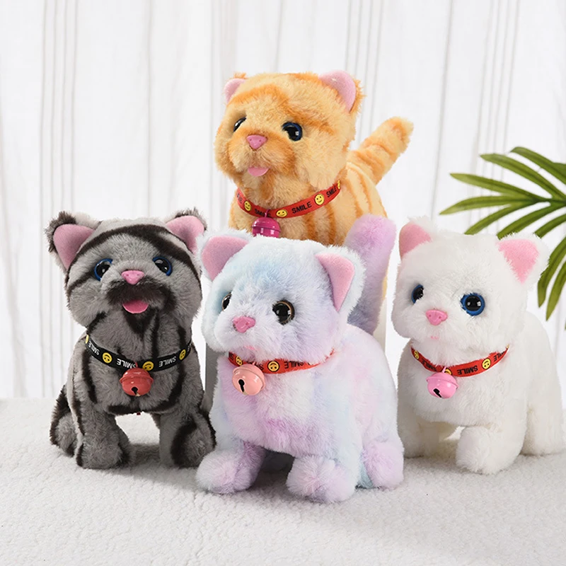 Jouet en peluche électronique mignon pour chat, peut marcher, miauler, remuer la queue, beurre, jouets interactifs pour enfant, cadeau d'anniversaire