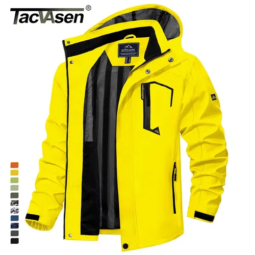 Imagen 1 del producto TACVASEN-Chaqueta ligera para hombre, cortavientos de malla forrada, impermeable, para lluvia, pesca al aire libre, senderismo, primavera y otoño