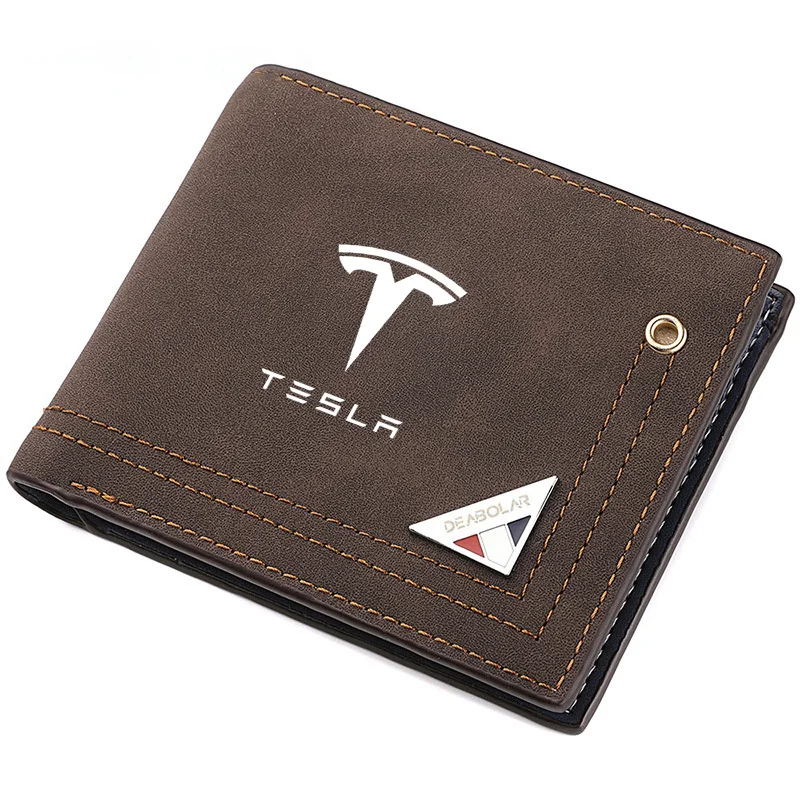 Emblemi per auto in pelle smerigliata portafoglio portamonete portamonete portamonete da uomo per Tesla Model 3 Model X Model Y S Roadster SpaceX