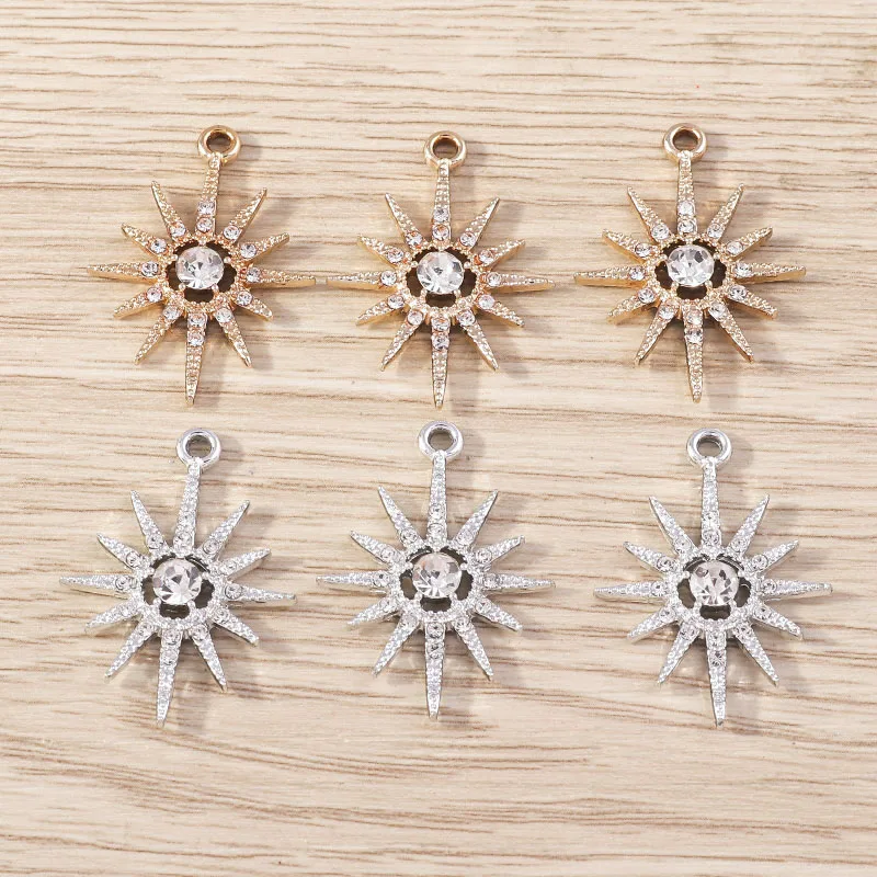 Tusember 10 Stück Exquisite Kristall-Sonnen-Mond-Stern-Anhänger für Schmuckherstellung, Modische Ohrringe, Halsketten, DIY-Anhänger – Detail 13