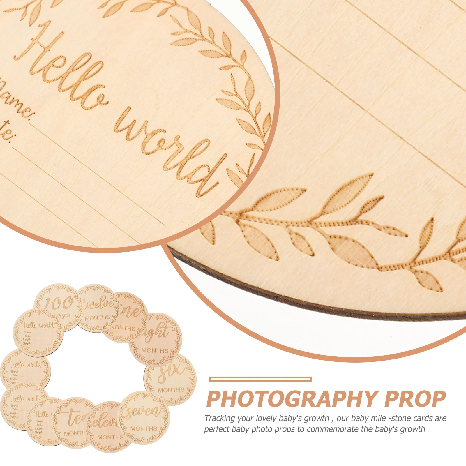 Photograph Wood Chips Infant Milestone Discs Newborn Cards Baby Gift Presents Birthday Props for Newborns Wooden