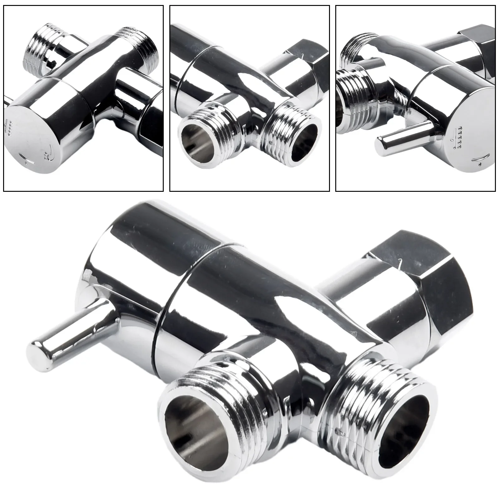 Shower Head Valve Diverter Valve 3 Way Bath 1/2 Valve Connector Converter Shower Head 3-way Water Distribution Valve